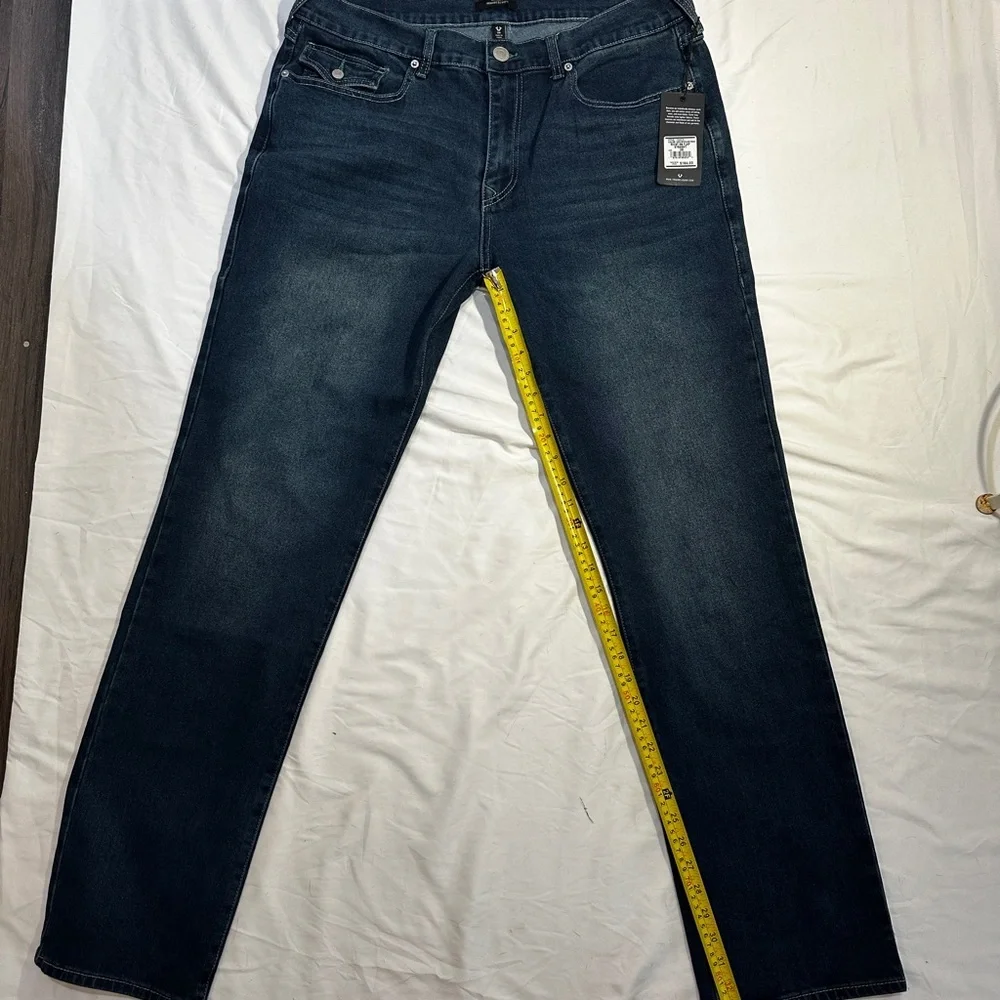 True Religion Ricky Straight Jeans Mens 36x34 Dark Wash Flap Pocket NWT